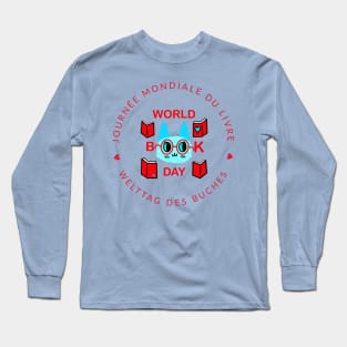 World Book Day Cat English French German Long Sleeve T-Shirt